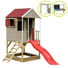 Load image into Gallery viewer, Wooden Playhouse - Summer Adventure with Slide, Gym and Kitchen
