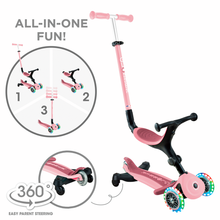 Load image into Gallery viewer, Globber Go Up Active Evolutionary Scooter 360 Lights - Pink