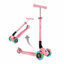 Load image into Gallery viewer, Patinete Primo Plegable con Luces a tres ruedas - Rosa Pastel