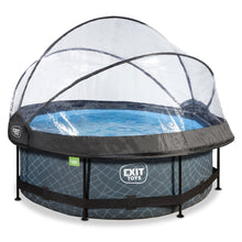 Cargar imagen en el visor de la galería, Piscina EXIT Stone 244x76 con bomba de filtro y cúpula - Gris