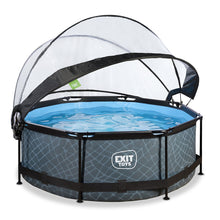 Cargar imagen en el visor de la galería, Piscina EXIT Stone 244x76 con bomba de filtro y cúpula - Gris