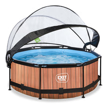 Load image into Gallery viewer, EXIT Wood swimming pool 244x76 with filter pump and dome - Brown
