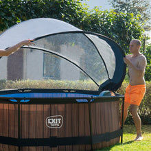 Load image into Gallery viewer, EXIT Wood swimming pool 244x76 with filter pump and dome - Brown