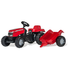 Cargar imagen en el visor de la galería, Tractor con pedales y remolque Rolly Kid MF - Rojo