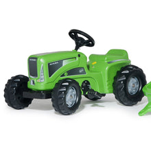 Cargar imagen en el visor de la galería, Tractor de pedales Rolly Kiddy Futura con remolque - verde