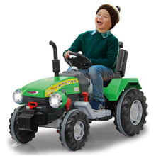 Load image into Gallery viewer, Kids' 12V Green Power Drag Electric Tractor