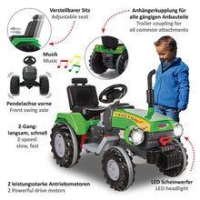 Load image into Gallery viewer, Kids' 12V Green Power Drag Electric Tractor