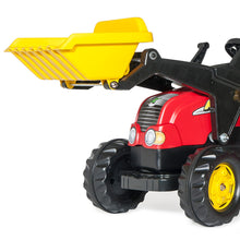 Cargar imagen en el visor de la galería, Tractor de pedales Rolly Kid con pala y remolque rojo
