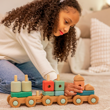 Cargar imagen en el visor de la galería, Juguete de arrastre Tren de corcho natural Korko