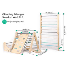 Load image into Gallery viewer, Pikler Triangle + Swedish Wall 2 in 1 + Ramp - Pastel