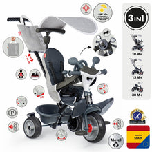 Load image into Gallery viewer, Smoby Baby Driver Grey Evolutionary Tricycle
