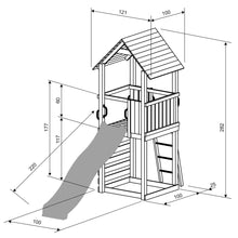 Carregar imagem no visualizador da galeria, Tobogán para jardín con casita de madera y escalera