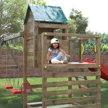 Cargar imagen en el visor de la galería, Casita de madera para jardín con tobogán