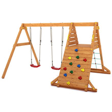 Carregar imatge al visor de la galeria, Gronxador doble amb rocòdrom Spider color Teca