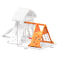 Carregar imatge al visor de la galeria, Parc infantil Giant Spider color Teca extra gran amb doble rocòdrom