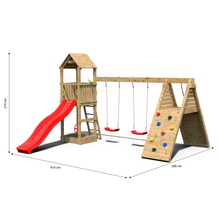 Load image into Gallery viewer, Parque infantil rocódromo columpio doble