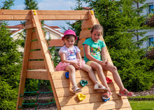 Carregar imatge al visor de la galeria, Gronxador doble amb rocòdrom Spider color Teca