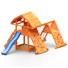 Carregar imatge al visor de la galeria, Parc infantil Giant Spider color Teca extra gran amb doble rocòdrom