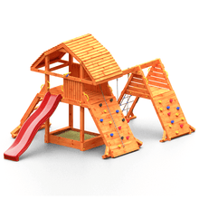 Carregar imatge al visor de la galeria, Parc infantil Giant Spider color Teca extra gran amb doble rocòdrom