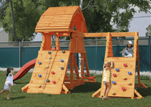 Carregar imatge al visor de la galeria, Parc infantil Giant Spider color Teca extra gran amb doble rocòdrom