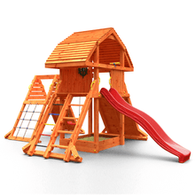 Carregar imatge al visor de la galeria, Parc infantil Giant Spider color Teca extra gran amb doble rocòdrom