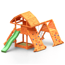 Carregar imatge al visor de la galeria, Parc infantil Giant Spider color Teca extra gran amb doble rocòdrom