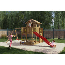 Cargar imagen en el visor de la galería, parque infantil con casita de madera y tobogán