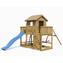 Cargar imagen en el visor de la galería, Casita de madera con tobogán para jardín