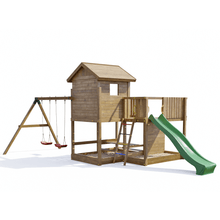 Carregar imatge al visor de la galeria, casita de madera con tobogán verde