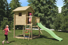 Load image into Gallery viewer, Galaxy S climbing frame with swing, wooden house and slide