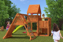 Load image into Gallery viewer, Big Leader Spider Teak color playground with climbing wall