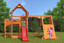 Load image into Gallery viewer, Big Leader Spider Teak color playground with climbing wall