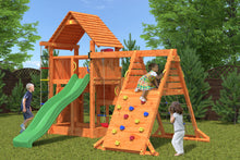 Load image into Gallery viewer, Big Leader Spider Teak color playground with climbing wall