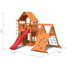 Load image into Gallery viewer, Big Leader Spider Teak color playground with climbing wall