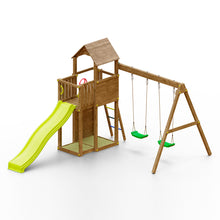 Carregar imatge al visor de la galeria, Parque infantil de madera con tobogán amarillo