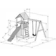 Cargar imagen en el visor de la galería, Parque infantil con casita y tobogán medidas
