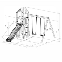 Load image into Gallery viewer, Flappi children's playground with double swing and climbing wall