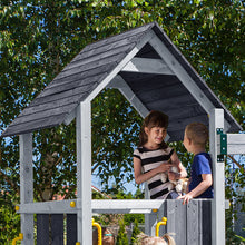 Cargar imagen en el visor de la galería, casita de madera para jardín con columpio