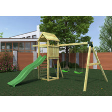Load image into Gallery viewer, parque infantil para jardín con columpio y tobogán