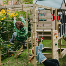 Cargar imagen en el visor de la galería, Parque Infantil de Madera Adventure Cottage con Plataforma, Tobogán y Gimnasio
