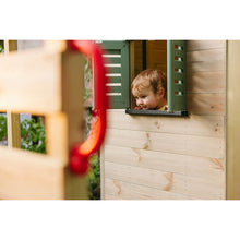 Carregar imatge al visor de la galeria, Parc Infantil de Fusta Adventure Cottage amb Tobogan, Gronxador i Gimnàs
