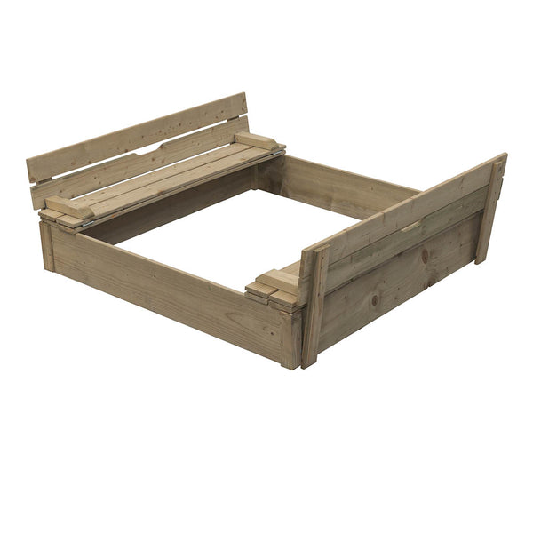 Arenero infantil con tapas y bancos - Robert 120 x 120