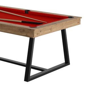 Mesa de billar moderna con roble y tela roja