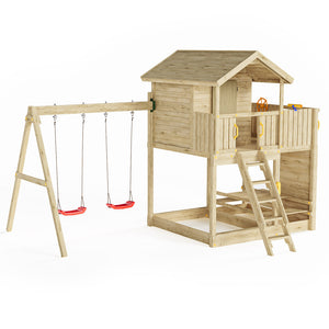 Moonlight wooden house with swings