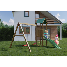 Load image into Gallery viewer, Lucas playset with tower, slide and two swings
