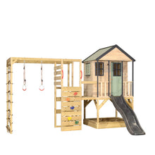 Cargar imagen en el visor de la galería, Parque Infantil de Madera Adventure Cottage con Plataforma, Tobogán y Gimnasio

