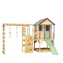 Cargar imagen en el visor de la galería, Parque Infantil de Madera Adventure Cottage con Plataforma, Tobogán y Gimnasio

