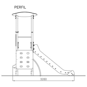 Lima 3 playground with slide and climbing net for public use