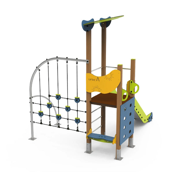 Lima 3 playground with slide and climbing net for public use