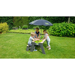 Taula de sorra i aigua amb Picnic, Parasol i Eines de Jardineria Aksent